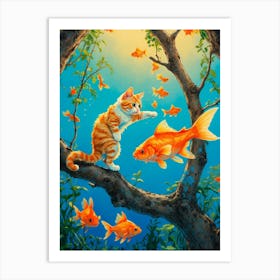 Goldfish Cat 1 Art Print