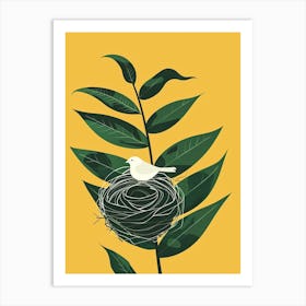 Birds Nest Fern Plant Minimalist Illustration 6 Art Print