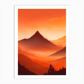 Misty Mountains Vertical Composition In Orange Tone 234 Art Print