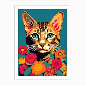 Egyptian Cat With A Flower Crown Painting Matisse Style 3 Art Print