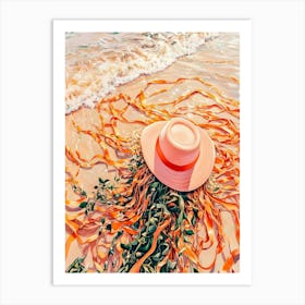 Hat On The Beach Art Print