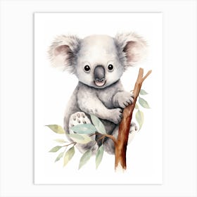 Koala Watercolour In Autumn Colours 2 Art Print