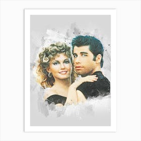 Grease Movie Danny Zuko Vs Sandy Olsson Art Print