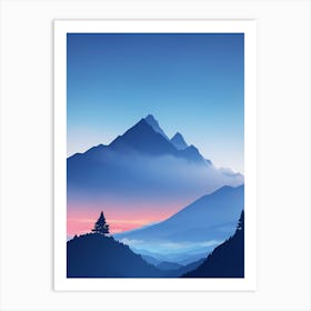 Misty Mountains Vertical Composition In Blue Tone 30 Art Print