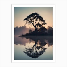 Lone Tree In The Mist Art Print