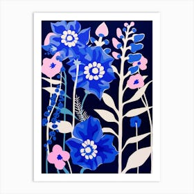 Blue Flower Illustration Foxglove 1 Art Print