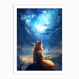 Fox In The Moonlight 3 Art Print