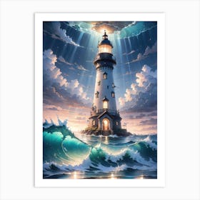 A Lighthouse In The Middle Of The Ocean 27 Art Print