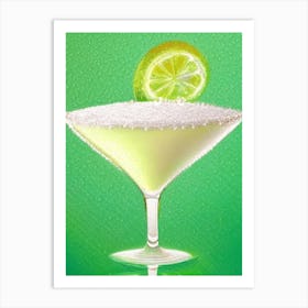 Key Lime Pie MCocktail Poster artini Pointillism Cocktail Poster Art Print