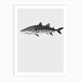 Whale Shark Black & White Drawing Art Print