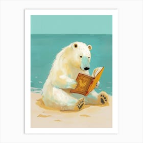 Polar Bear Reading Storybook Illustration 3 Art Print