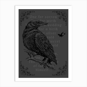 One for Sorrow Gothic Crow Art Print