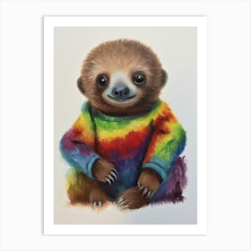 Baby Animal Wearing Sweater Sloth 1 Art Print