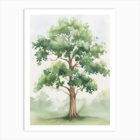 Mahogany Tree Atmospheric Watercolour Painting 2 Art Print