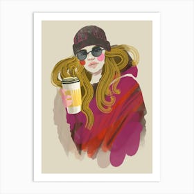 Lady With Coffee Art Print