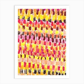 Abstract Dot and Stripes Painting with Beautiful Color Combination. Art Print