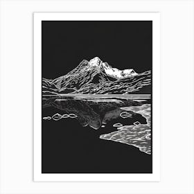 Beinn Mhanach Mountain Line Drawing 5 Art Print