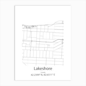 Lakeshore,Canada Minimalist Map Art Print