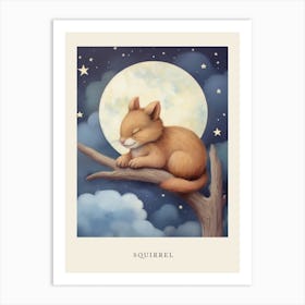 Baby Squirrel 5 Sleeping In The Clouds Nursery Poster Art Print