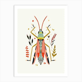 Colourful Insect Illustration Grasshopper 6 Art Print