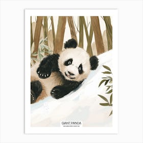 Giant Panda Cub Sliding Down A Snowy Hill Poster 3 Art Print