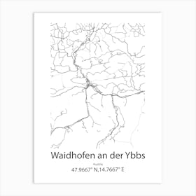 Waidhofen An Der Ybbs,Austria Minimalist Map Art Print