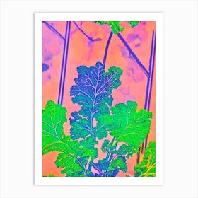 Kale Risograph Retro Poster vegetable Art Print