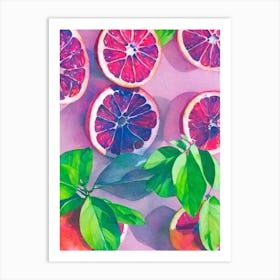 Blood Orange Risograph Retro Poster Fruit Art Print