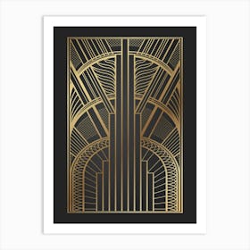 Art Deco Pattern 1 Black and Gold 1 Art Print