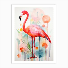 Bird Painting Collage Greater Flamingo 2 Art Print