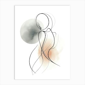 Line Art Illustration Of A Woman Art Print