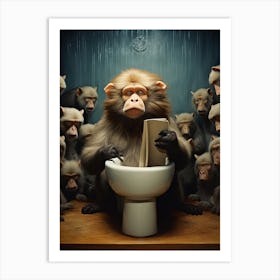 Monkeys Reading A Book 1 Art Print