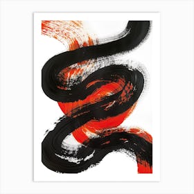 Twisted Black And Orange Abstract Art Print