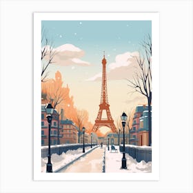 Retro Winter Illustration Paris France 3 Art Print