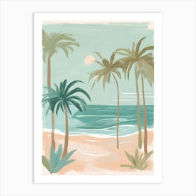 Beach Scene With Palm Trees Art Print