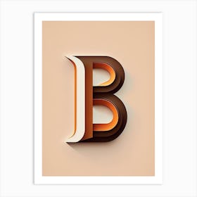 B, Letter, Alphabet Retro Minimal 8 Art Print