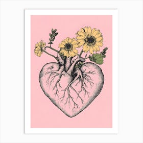 Heart With Flowers Art Print