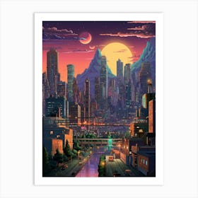 Cityscape Pixel Art 1 Art Print