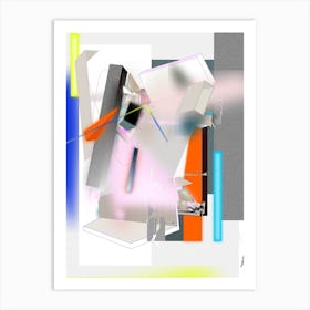 Coloful Geometric Abstraction Black Orange Yellow And Blue Sky Art Print