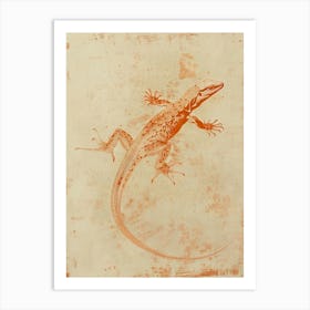 Mustard Monitor Lizards Blockprint 2 Art Print