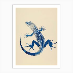 Blue African Fat Tailed Gecko Block Print 4 Art Print