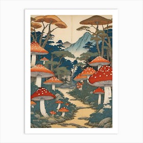 Mushrooms In The Forest Art Print