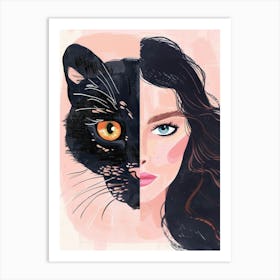 Cat And Woman 3 Art Print