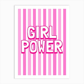 Girl Power Hot Pink Stripes Art Print