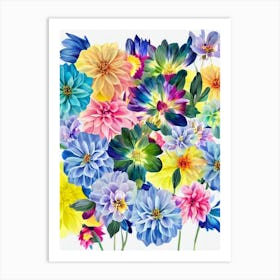 Dahlia Modern Colourful Flower Art Print