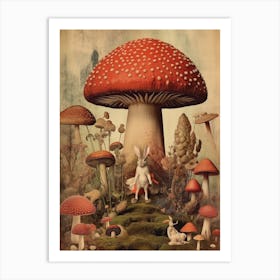 Mushroom And Bunny 1 Art Print