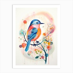 Bird Painting Collage Bluebird 3 Art Print