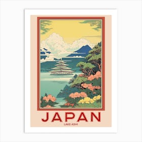 Lake Ashi, Visit Japan Vintage Travel Art 3 Art Print