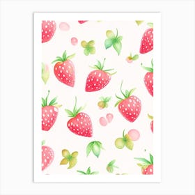 Strawberry Repeat Pattern, Fruit, Gouache 1 Art Print