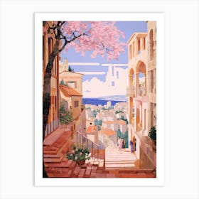 Pula Croatia 2 Vintage Pink Travel Illustration Art Print